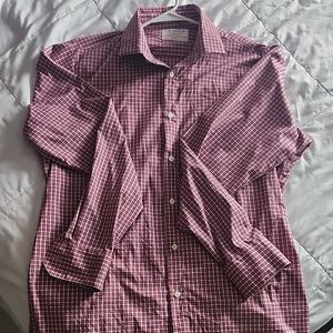Red Gingham Casual Button Down Shirt